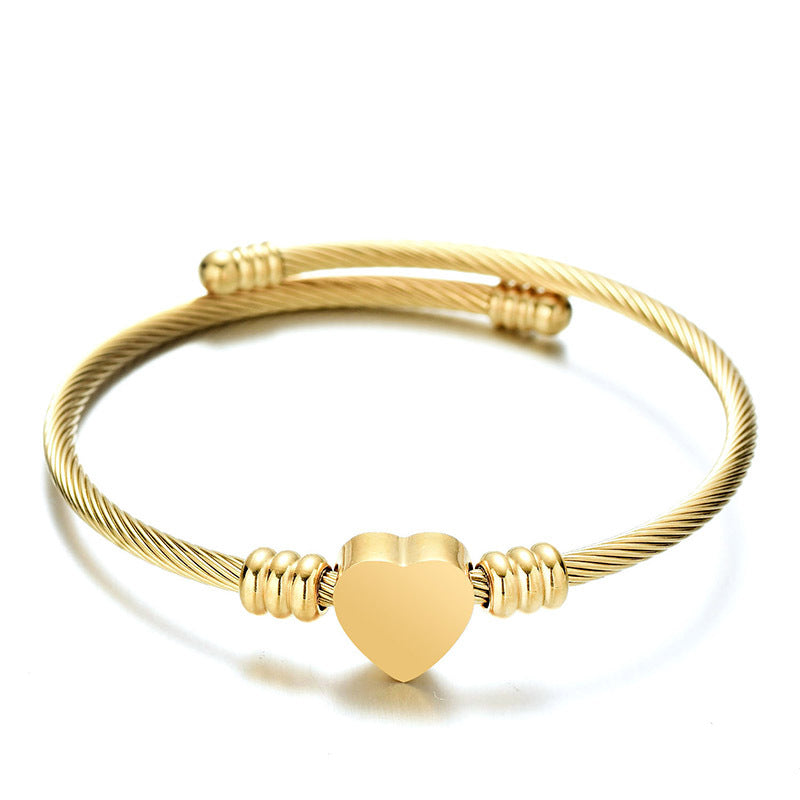 Kids Gold Single Heart Charm Bracelet