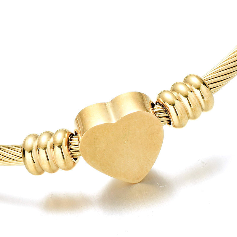 Kids Gold Single Heart Charm Bracelet