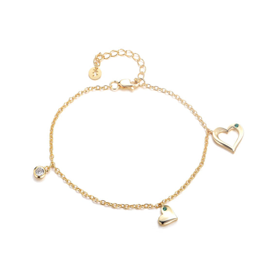 Kids Gold Hearts Charm Anklet