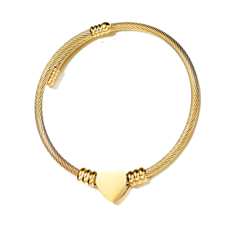 Kids Gold Single Heart Charm Bracelet