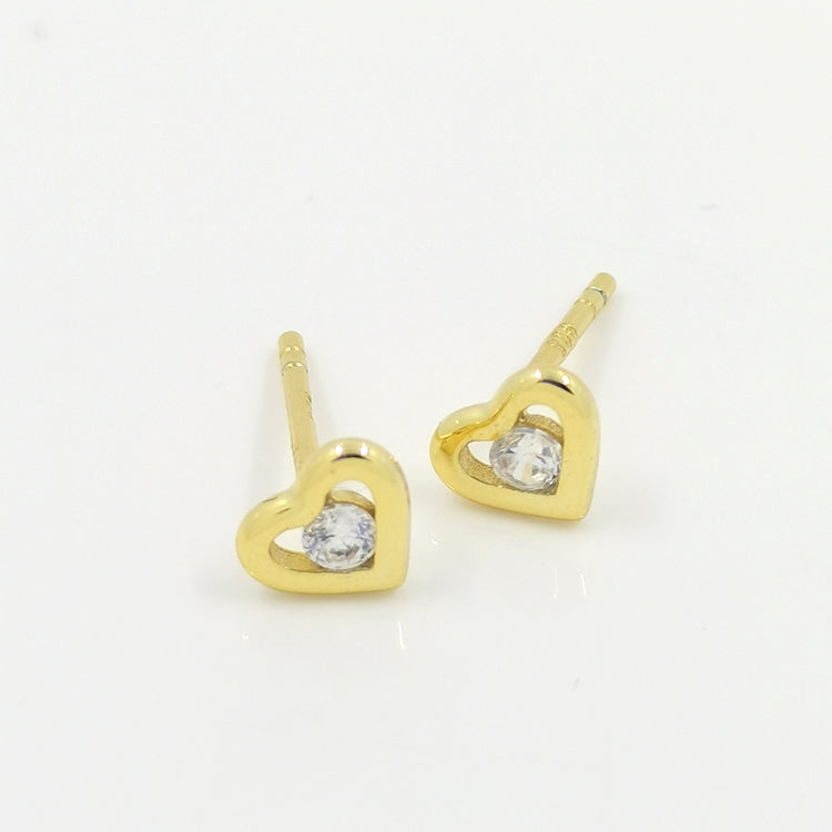 Kids Gold Diamond Heart Stud Earrings