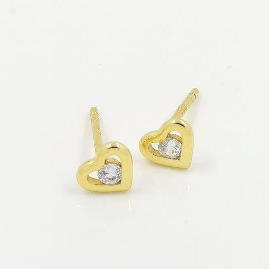 Kids Gold Diamond Heart Stud Earrings