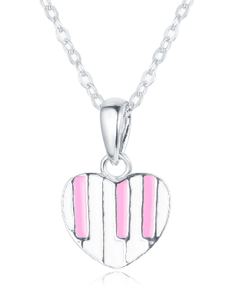 Kids Sterling Silver Heart Piano Keys Necklace