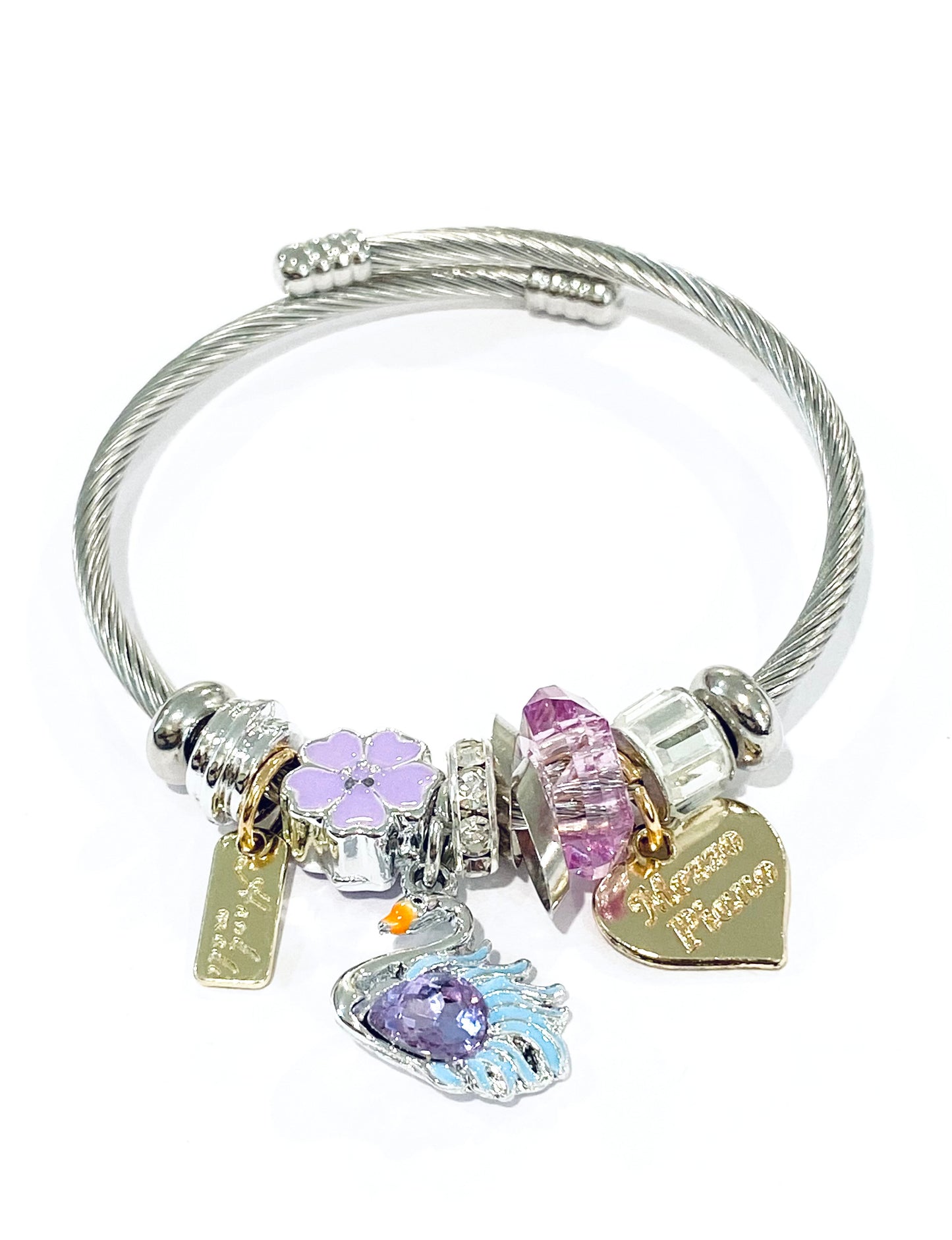 Kids Princess Flower Swan Charm Bracelet