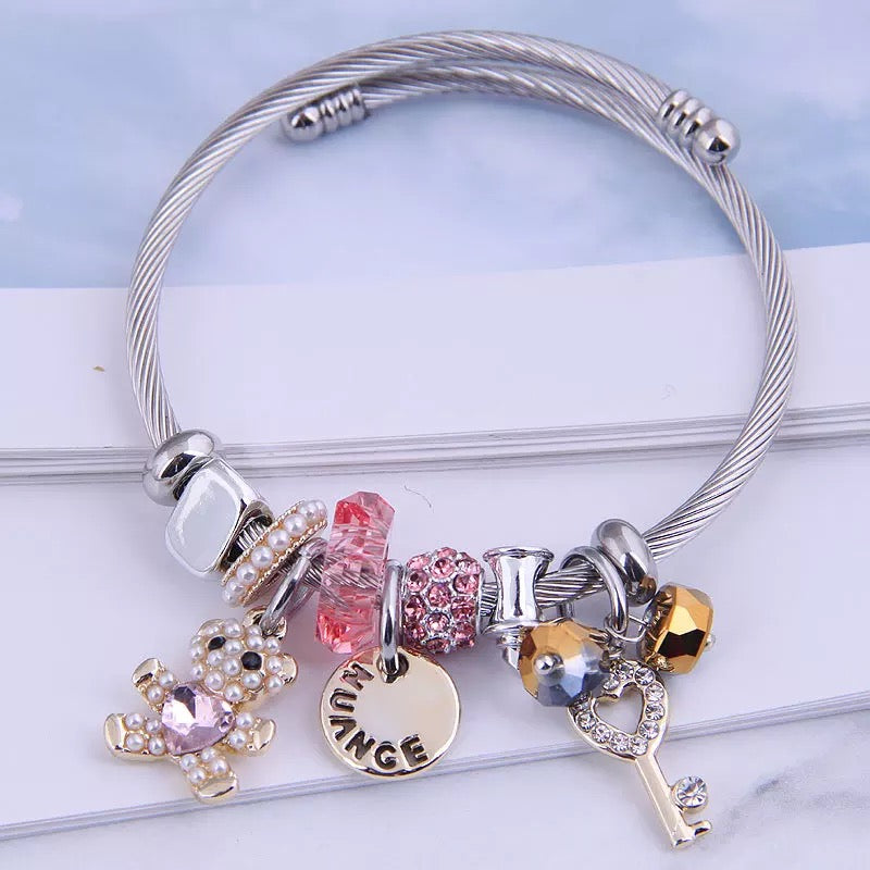 Kids Teddy Bear Dangle Charm Bracelet