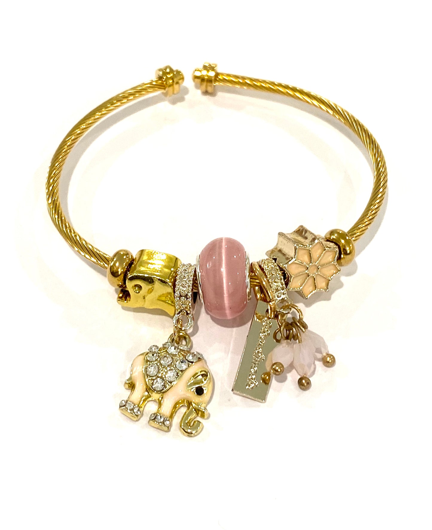 Kids Gold Elephant Theme Charm Bracelet