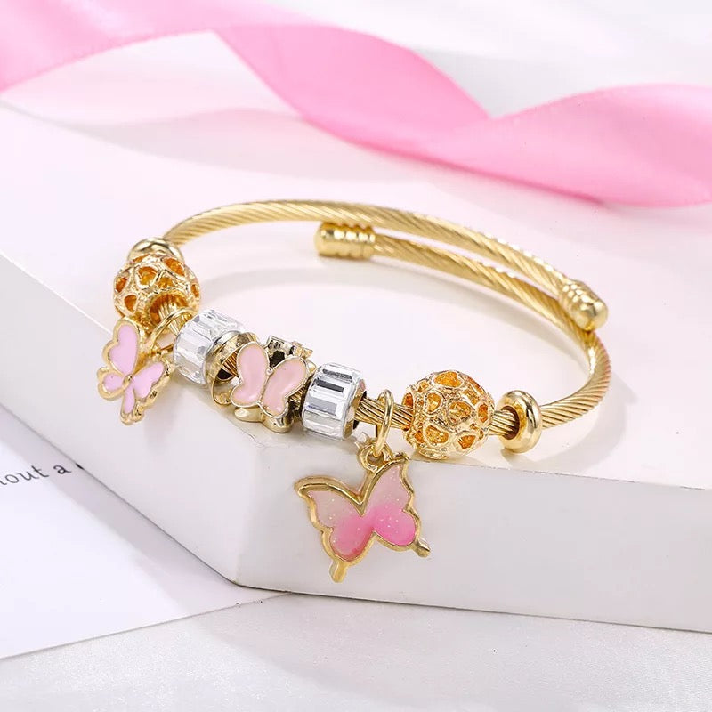 Kids Gold Butterfly Charm Bracelet