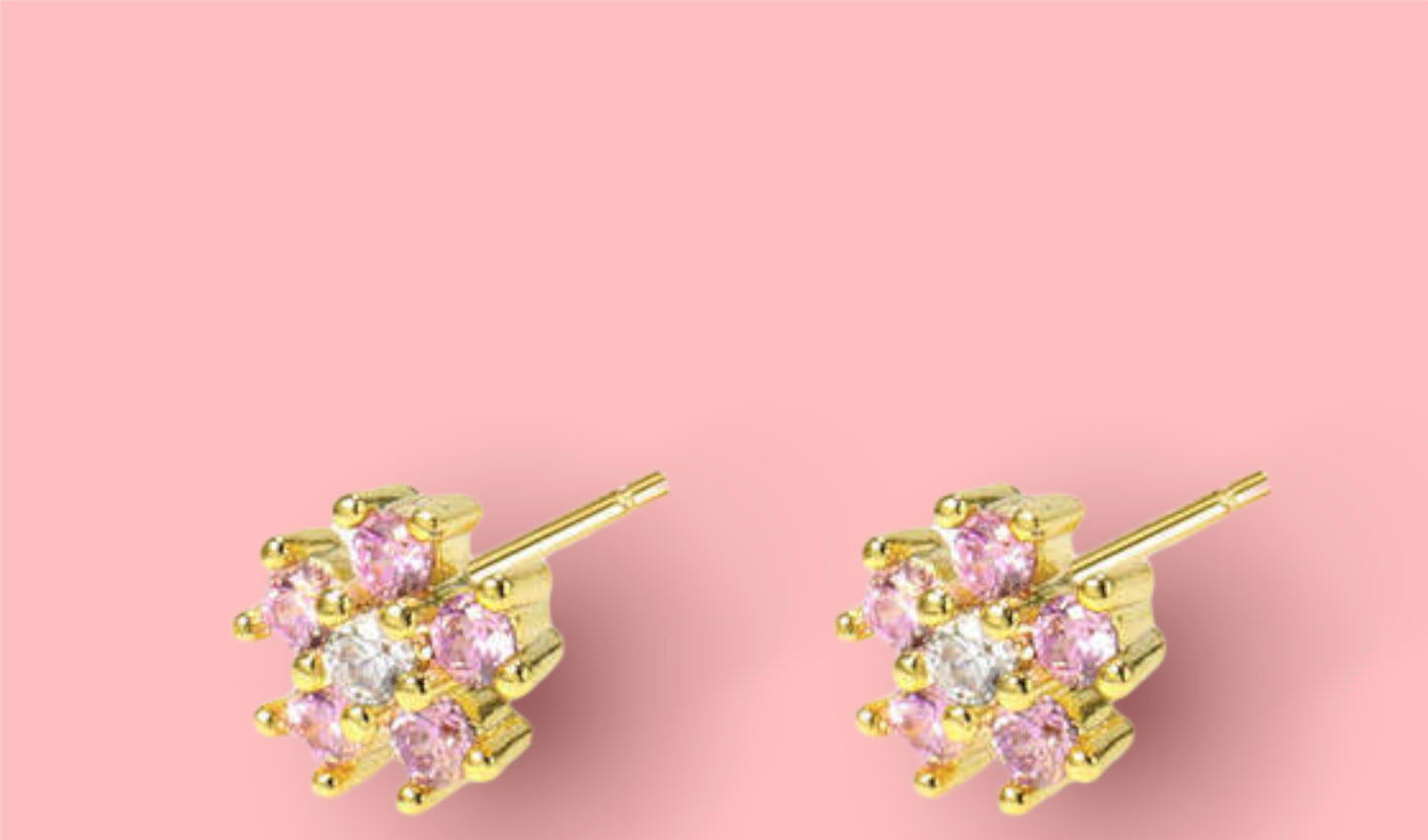 Kids Gold Pink flower Earring