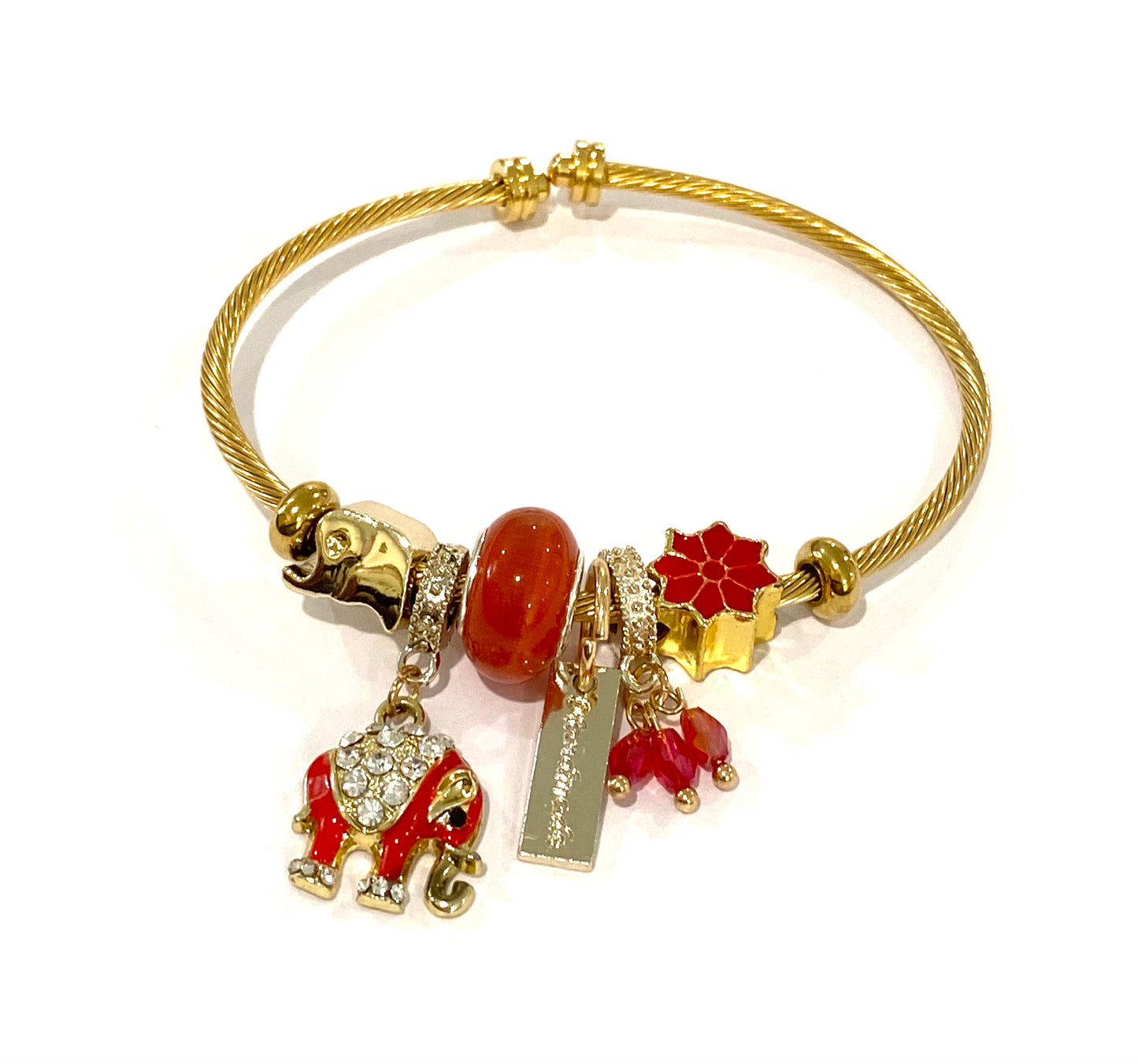 Kids Gold Elephant Theme Charm Bracelet