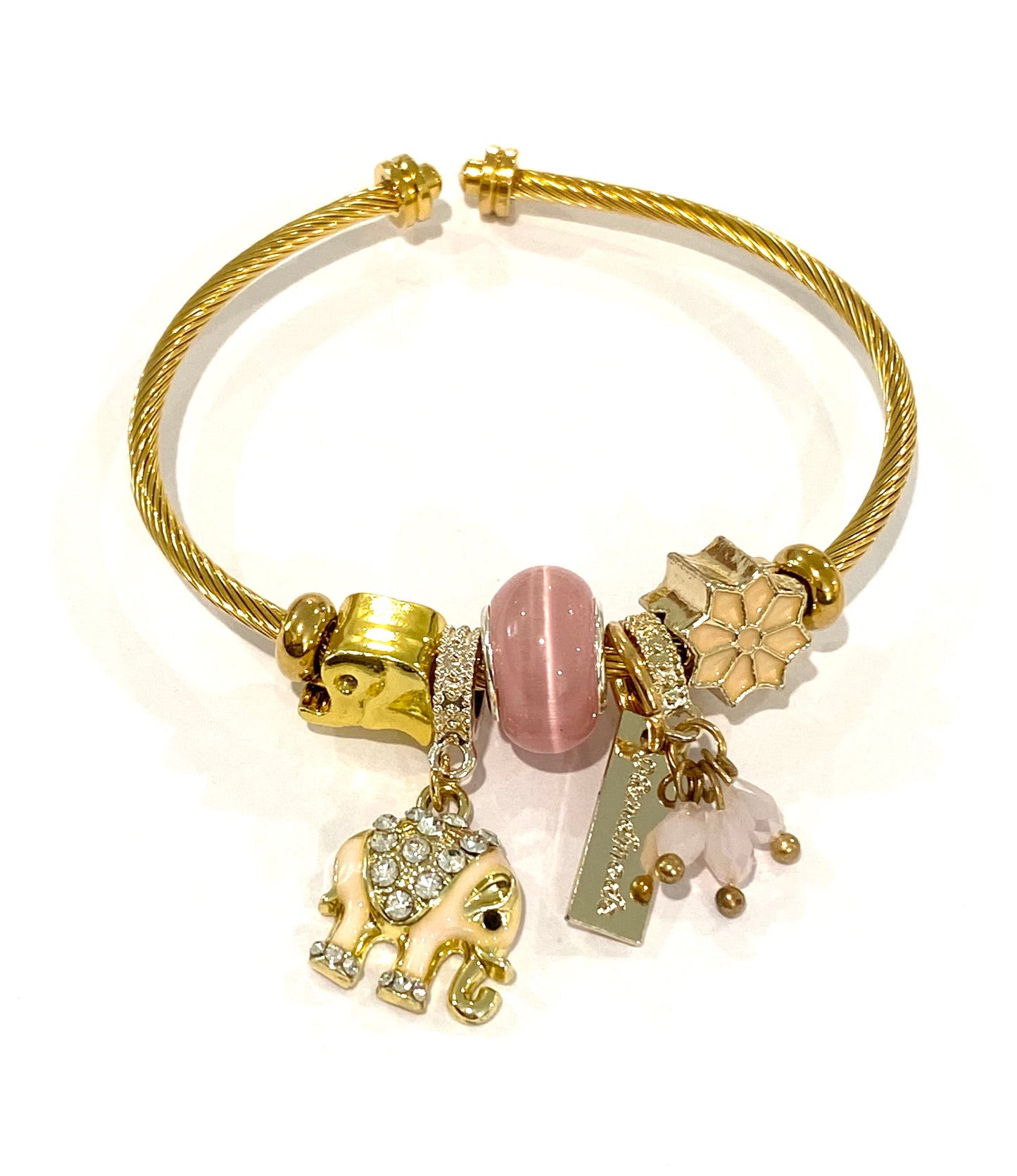 Kids Gold Elephant Theme Charm Bracelet