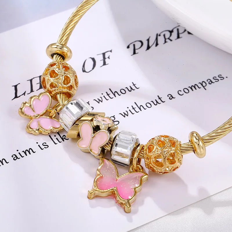 Kids Gold Butterfly Charm Bracelet