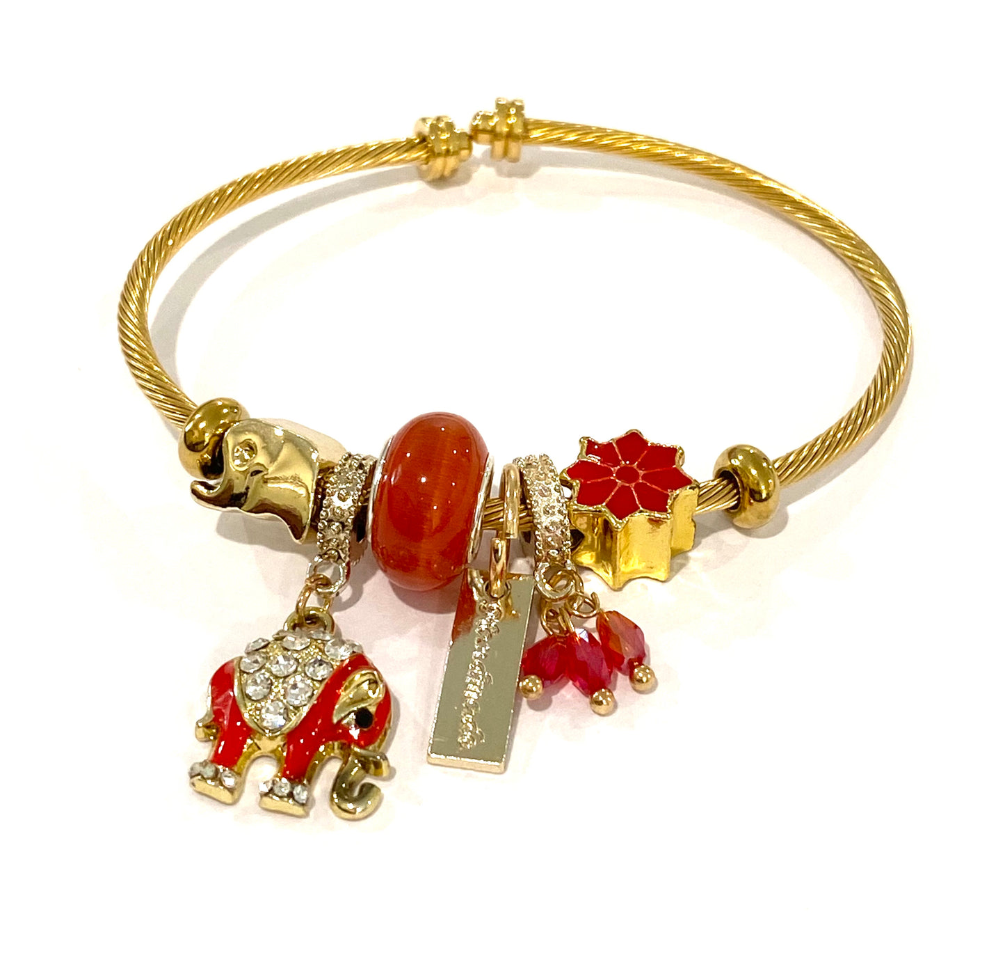 Kids Gold Elephant Theme Charm Bracelet